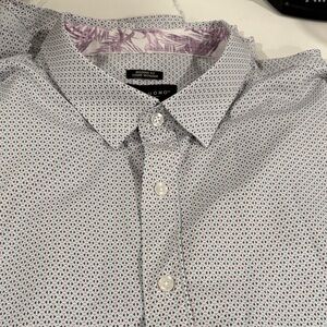 Pronto Uomo White Button-Down Shirt with Purple and Gray Micro Pattern